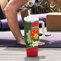 Personalised PNG Isten Hailans Provins Tumbler With Handle Papua New Guinea Plumeria Melanesian Pattern LT14 - Polynesian Pride