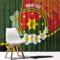 Personalised PNG Isten Hailans Provins Window Curtain Papua New Guinea Plumeria Melanesian Pattern LT14 - Polynesian Pride