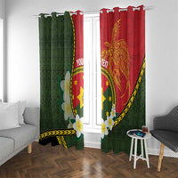 Personalised PNG Isten Hailans Provins Window Curtain Papua New Guinea Plumeria Melanesian Pattern LT14 With Grommets Green - Polynesian Pride