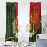 Personalised PNG Isten Hailans Provins Window Curtain Papua New Guinea Plumeria Melanesian Pattern LT14 - Polynesian Pride