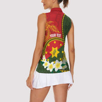 Personalised PNG Isten Hailans Provins Women Sleeveless Polo Shirt Papua New Guinea Plumeria Melanesian Pattern LT14 - Polynesian Pride