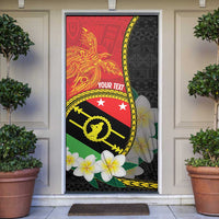 Personalised PNG Sauten Hailans Door Cover Papua New Guinea Plumeria Melanesian Pattern LT14 Red - Polynesian Pride
