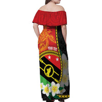 Personalised PNG Sauten Hailans Family Matching Off Shoulder Maxi Dress and Hawaiian Shirt Papua New Guinea Plumeria Melanesian Pattern LT14 - Polynesian Pride