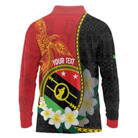 Personalised PNG Sauten Hailans Long Sleeve Polo Shirt Papua New Guinea Plumeria Melanesian Pattern LT14 - Polynesian Pride