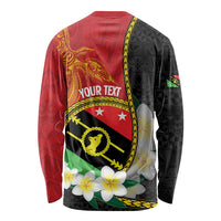 Personalised PNG Sauten Hailans Long Sleeve Shirt Papua New Guinea Plumeria Melanesian Pattern LT14 - Polynesian Pride