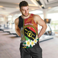 Personalised PNG Sauten Hailans Men Tank Top Papua New Guinea Plumeria Melanesian Pattern LT14 Red - Polynesian Pride