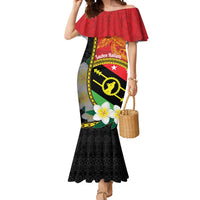 Personalised PNG Sauten Hailans Mermaid Dress Papua New Guinea Plumeria Melanesian Pattern LT14 Women Red - Polynesian Pride