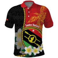 Personalised PNG Sauten Hailans Polo Shirt Papua New Guinea Plumeria Melanesian Pattern LT14 Red - Polynesian Pride