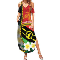 Personalised PNG Sauten Hailans Summer Maxi Dress Papua New Guinea Plumeria Melanesian Pattern LT14 Women Red - Polynesian Pride