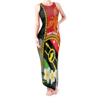 Personalised PNG Sauten Hailans Tank Maxi Dress Papua New Guinea Plumeria Melanesian Pattern LT14 Women Red - Polynesian Pride
