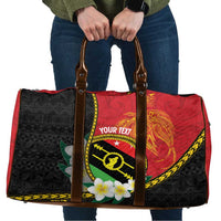Personalised PNG Sauten Hailans Travel Bag Papua New Guinea Plumeria Melanesian Pattern LT14 Red - Polynesian Pride