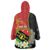Personalised PNG Sauten Hailans Wearable Blanket Hoodie Papua New Guinea Plumeria Melanesian Pattern LT14 - Polynesian Pride