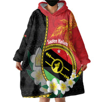 Personalised PNG Sauten Hailans Wearable Blanket Hoodie Papua New Guinea Plumeria Melanesian Pattern LT14 - Polynesian Pride