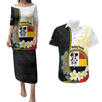 Personalised PNG Madang Provins Couples Matching Puletasi and Hawaiian Shirt Papua New Guinea Plumeria Melanesian Pattern LT14 White - Polynesian Pride