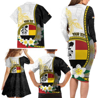 Personalised PNG Madang Provins Family Matching Long Sleeve Bodycon Dress and Hawaiian Shirt Papua New Guinea Plumeria Melanesian Pattern LT14 - Polynesian Pride