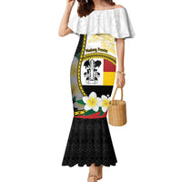 Personalised PNG Madang Provins Family Matching Mermaid Dress and Hawaiian Shirt Papua New Guinea Plumeria Melanesian Pattern LT14 Mom's Dress White - Polynesian Pride