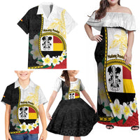Personalised PNG Madang Provins Family Matching Off Shoulder Maxi Dress and Hawaiian Shirt Papua New Guinea Plumeria Melanesian Pattern LT14 - Polynesian Pride