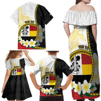 Personalised PNG Madang Provins Family Matching Off Shoulder Maxi Dress and Hawaiian Shirt Papua New Guinea Plumeria Melanesian Pattern LT14 - Polynesian Pride