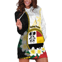 Personalised PNG Madang Provins Hoodie Dress Papua New Guinea Plumeria Melanesian Pattern LT14 White - Polynesian Pride