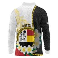 Personalised PNG Madang Provins Long Sleeve Polo Shirt Papua New Guinea Plumeria Melanesian Pattern LT14 - Polynesian Pride