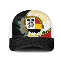 PNG Madang Provins Mesh Trucker Cap Papua New Guinea Plumeria Melanesian Pattern - Polynesian Pride