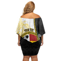 Personalised PNG Madang Provins Off Shoulder Short Dress Papua New Guinea Plumeria Melanesian Pattern LT14 - Polynesian Pride