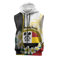 Personalised PNG Madang Provins Sleeveless Zip Hoodie Papua New Guinea Plumeria Melanesian Pattern LT14 White - Polynesian Pride