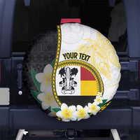 Personalised PNG Madang Provins Spare Tire Cover Papua New Guinea Plumeria Melanesian Pattern LT14 No hole White - Polynesian Pride