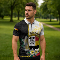 Personalised PNG Madang Provins Zipper Polo Shirt Papua New Guinea Plumeria Melanesian Pattern LT14 - Polynesian Pride