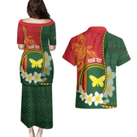 Personalised PNG Oro Provins Couples Matching Puletasi and Hawaiian Shirt Papua New Guinea Plumeria Melanesian Pattern LT14 - Polynesian Pride