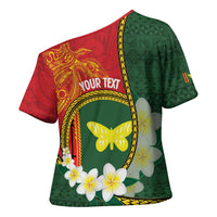 Personalised PNG Oro Provins Cross Shoulder Shirt Papua New Guinea Plumeria Melanesian Pattern LT14 - Polynesian Pride
