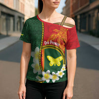 Personalised PNG Oro Provins Cross Shoulder Shirt Papua New Guinea Plumeria Melanesian Pattern LT14 - Polynesian Pride