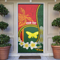 Personalised PNG Oro Provins Door Cover Papua New Guinea Plumeria Melanesian Pattern LT14 Green - Polynesian Pride