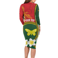 Personalised PNG Oro Provins Family Matching Long Sleeve Bodycon Dress and Hawaiian Shirt Papua New Guinea Plumeria Melanesian Pattern LT14 - Polynesian Pride
