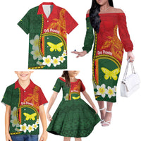 Personalised PNG Oro Provins Family Matching Off The Shoulder Long Sleeve Dress and Hawaiian Shirt Papua New Guinea Plumeria Melanesian Pattern LT14 - Polynesian Pride