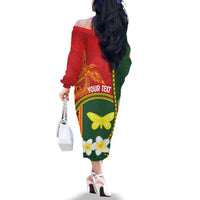 Personalised PNG Oro Provins Family Matching Off The Shoulder Long Sleeve Dress and Hawaiian Shirt Papua New Guinea Plumeria Melanesian Pattern LT14 - Polynesian Pride