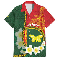 Personalised PNG Oro Provins Family Matching Puletasi and Hawaiian Shirt Papua New Guinea Plumeria Melanesian Pattern LT14 Dad's Shirt - Short Sleeve Green - Polynesian Pride