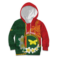 Personalised PNG Oro Provins Kid Hoodie Papua New Guinea Plumeria Melanesian Pattern LT14 Hoodie Green - Polynesian Pride