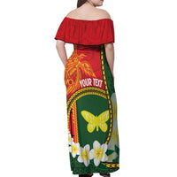Personalised PNG Oro Provins Off Shoulder Maxi Dress Papua New Guinea Plumeria Melanesian Pattern LT14 - Polynesian Pride