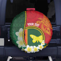 Personalised PNG Oro Provins Spare Tire Cover Papua New Guinea Plumeria Melanesian Pattern LT14 No hole Green - Polynesian Pride