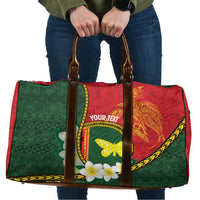 Personalised PNG Oro Provins Travel Bag Papua New Guinea Plumeria Melanesian Pattern LT14 Green - Polynesian Pride