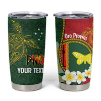 Personalised PNG Oro Provins Tumbler Cup Papua New Guinea Plumeria Melanesian Pattern LT14 Green - Polynesian Pride