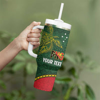 Personalised PNG Oro Provins Tumbler With Handle Papua New Guinea Plumeria Melanesian Pattern - Polynesian Pride