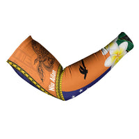 Personalised PNG Niu Ailan Arm Sleeves Papua New Guinea Plumeria Melanesian Pattern LT14 - Polynesian Pride