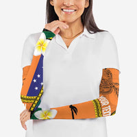 Personalised PNG Niu Ailan Arm Sleeves Papua New Guinea Plumeria Melanesian Pattern LT14 - Polynesian Pride