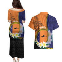 Personalised PNG Niu Ailan Couples Matching Puletasi and Hawaiian Shirt Papua New Guinea Plumeria Melanesian Pattern LT14 - Polynesian Pride