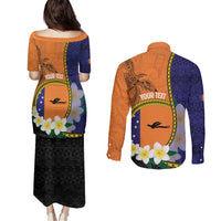 Personalised PNG Niu Ailan Couples Matching Puletasi and Long Sleeve Button Shirt Papua New Guinea Plumeria Melanesian Pattern LT14 - Polynesian Pride