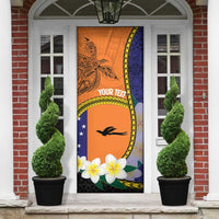 Personalised PNG Niu Ailan Door Cover Papua New Guinea Plumeria Melanesian Pattern LT14 - Polynesian Pride