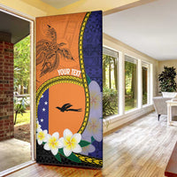 Personalised PNG Niu Ailan Door Cover Papua New Guinea Plumeria Melanesian Pattern LT14 - Polynesian Pride