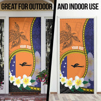 Personalised PNG Niu Ailan Door Cover Papua New Guinea Plumeria Melanesian Pattern LT14 - Polynesian Pride